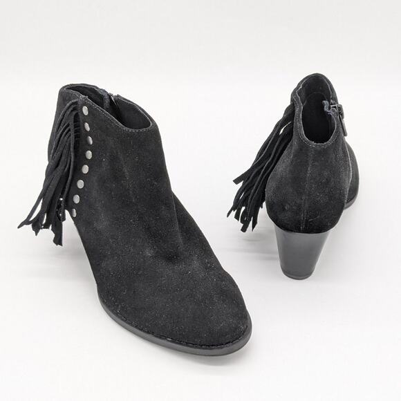 Vionic Black Studded Fringe Faros Ankle Boots 6 - Picture 1 of 10